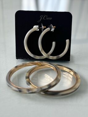 J. Crew Ivory Hoop Earrings with Gold Bangles